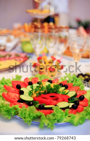 Catering before wedding ceremony, close up