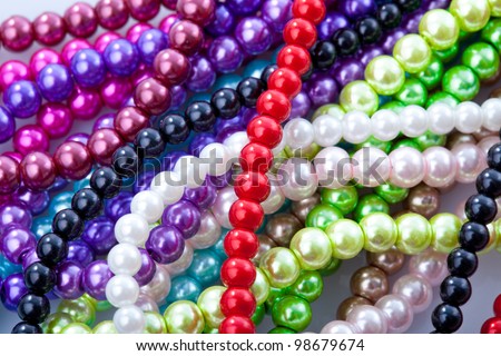 Beads necklace close up background