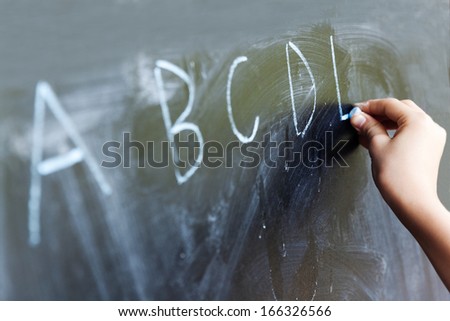 writing blackboard, english alphabet