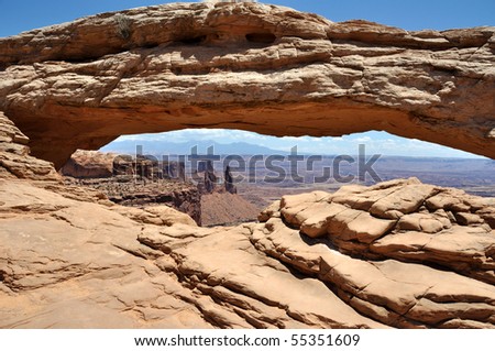 Mesa Arch with La Sal Mountains in back