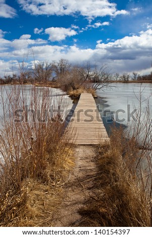 Path to our destiny, A wooden path over a frozen pond.