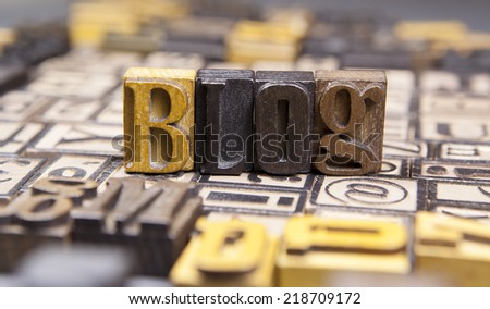Blog in wooden typeset referring to an electronic web based log.