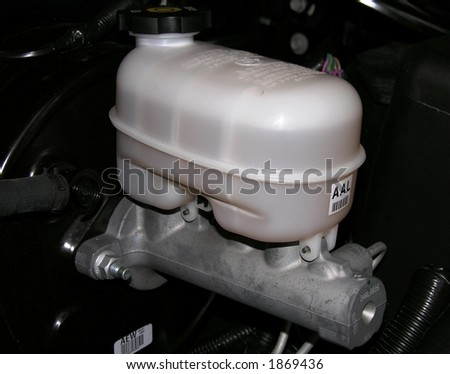 Brake Master Cylinder and Reservoir on a motor vehicle.
