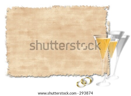stock photo Wedding invitation with champagne glasses bands 