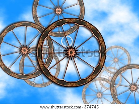 Old bike wheels over sky.Created for rusty set .Find more matching design elements in my gallery .