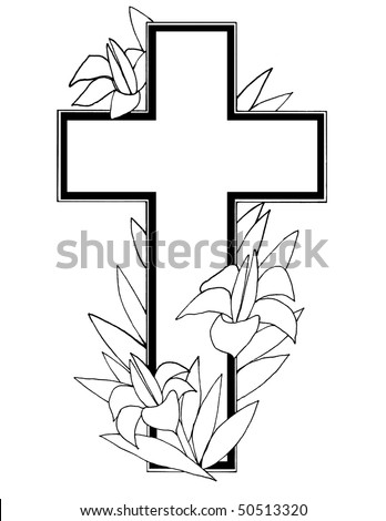 stock photo : Useful black and white design element with Easter lilies and 