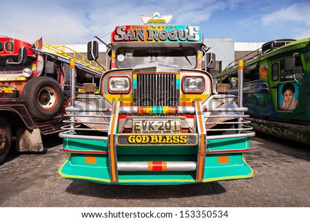 Manila, Philippines - February 26: Jeepney On The Bus Station On February, 26, 2013, Manila, Philippines. Jeepney Is A Most Popular Public Transport On Philippines.
