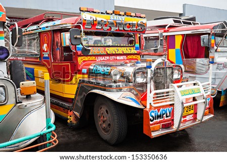 Manila, Philippines - February 25: Jeepney On The Bus Station On February, 25, 2013, Manila, Philippines. Jeepney Is A Most Popular Public Transport On Philippines.