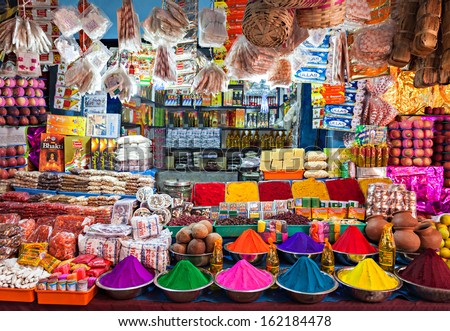 Delhi, India - March 26: Indian Shop On March 26, 2012, Delhi, India. Small Shops Like This Are The Most Common In Poor Region Of Delhi. Tourists Can See The Color Of India In Them.