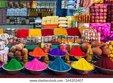 Delhi, India - March 26: Indian Shop On March 26, 2012, Delhi, India. Small Shops Like This Are The Most Common In Poor Region Of Delhi. Tourists Can See The Color Of India In Them.