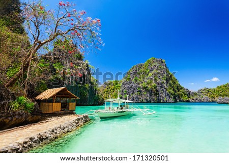 Filipino boat in the sea Coron Philippines Filipino boat in the sea Coron Philippines