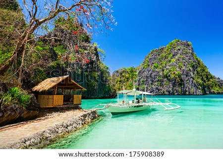 Filipino boat in the sea Coron Philippines Filipino boat in the sea Coron Philippines