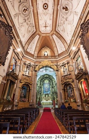 PORTO, PORTUGAL - JULY 01: Church of Saint Ildefonso interior on July 01, 2014 in Porto, Portugal