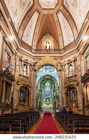 PORTO, PORTUGAL - JULY 01: Church of Saint Ildefonso interior on July 01, 2014 in Porto, Portugal