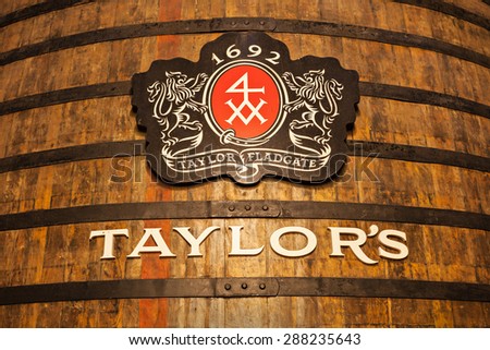 PORTO, PORTUGAL - JULY 01: Barrels in the Taylor\'s wine cellar, Porto, Portugal on July 01, 2014 in Porto, Portugal