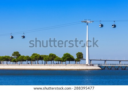 Cableway near oceanarium in Lisbon, central Porgugal