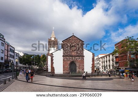 FUNCHAL, MADEIRA - JuLY 07: The Cathedral of Our Lady of the Assumption (Se Cathedral) on July 07, 2014 in Madeira, Portugal.