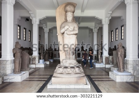 JAKARTA, INDONESIA - OCTOBER 19, 2014: Inside The National Museum of Indonesia. It is an archeological, historical, ethnological, and \
geographical museum.