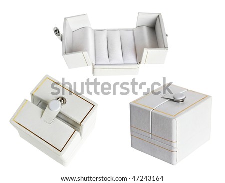 stock photo white wedding ring box isolated