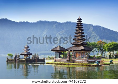Ulun Danu temple Beratan Lake in Bali Indonesia Ulun Danu temple Beratan Lake in Bali Indonesia