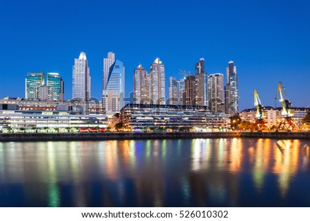 Puerto Madero Waterfront district night view in Buenos Aires, Argentina