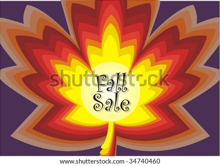 Fall sale sign with Maple leaf design background in vibrant multicolor