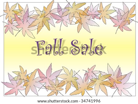Fall sale sign with pastel leaves border