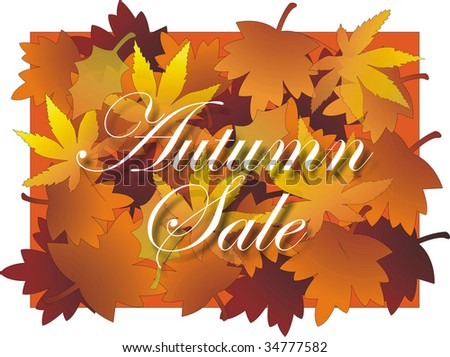 Autumn sale sign with Maple leaf design background in vibrant multicolor