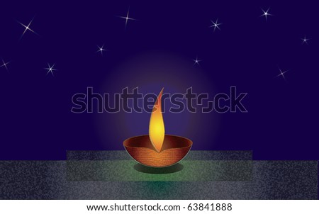 (Diwali Two)Diwali Greeting card, to celebrate the festival of lights and the return of Lord Rama, Sita and Lakshman after 14 years of exile.