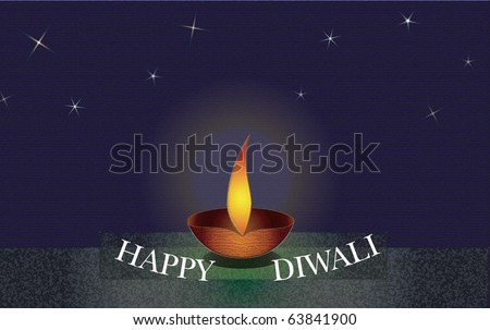 (Diwali Four Text)Diwali Greeting card, to celebrate the festival of lights and the return of Lord Rama, Sita and Lakshman after 14 years of exile.