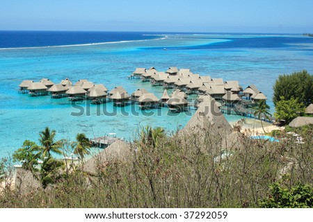 Tropical beach resort on Moorea Island - Society Islands - French Polynesia - Southern Pacific