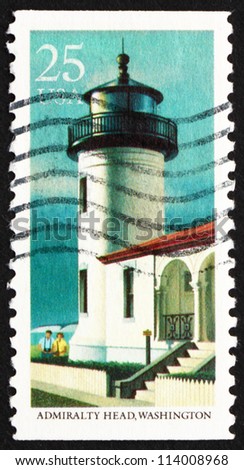 UNITED STATES OF AMERICA - CIRCA 1990: a stamp printed in the USA shows Admiralty Head, Washington, Lighthouse, circa 1990