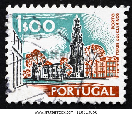 PORTUGAL - CIRCA 1972: a stamp printed in the Portugal shows Torre dos Clerigos, Porto, circa 1972