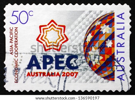 AUSTRALIA - CIRCA 2006: a stamp printed in the Australia shows Asia-Pacific Economic Cooperation Forum, Sydney, circa 2006