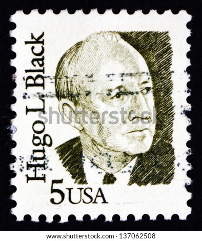 UNITED STATES OF AMERICA - CIRCA 1986: a stamp printed in the USA shows Hugo L. Black, Politician and Jurist, circa 1986