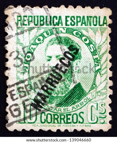 SPAIN - CIRCA 1931: a stamp printed in the Spain shows Joaquin Costa, Politician and Historian, circa 1931