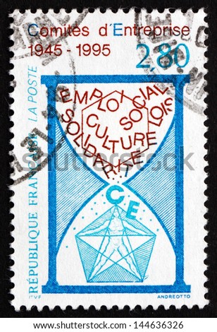 FRANCE - CIRCA 1995: a stamp printed in the France shows Work Councils, 50th Anniversary, circa 1995