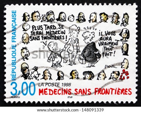 FRANCE - CIRCA 1998: a stamp printed in the France shows Doctors Without Borders, circa 1998
