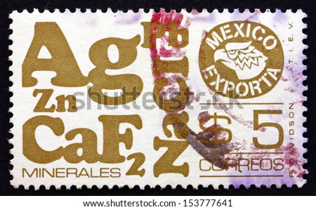 MEXICO - CIRCA 1978: a stamp printed in the Mexico shows Minerals, Mexican Export, circa 1978