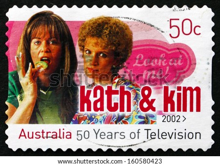 AUSTRALIA - CIRCA 2006: a stamp printed in the Australia shows Kath and Kim, Television Show, 50th Anniversary of Television in Australia, circa 2006