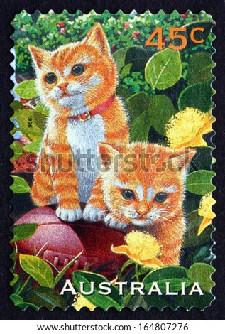 AUSTRALIA - CIRCA 1996: a stamp printed in the Australia shows Kittens, Pets, circa 1996