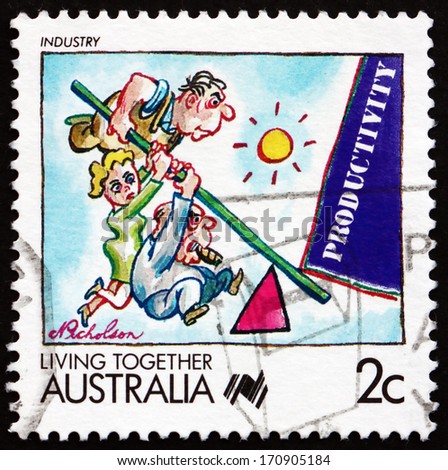 AUSTRALIA - CIRCA 1988: a stamp printed in the Australia shows Industry, Living Together, circa 1988