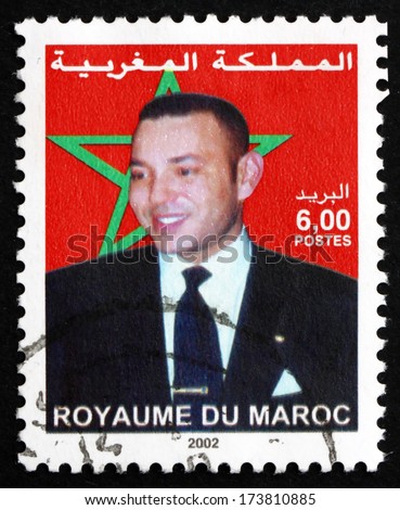 MOROCCO - CIRCA 2002: a stamp printed in Morocco shows Mohammed VI, King of Morocco, circa 2002