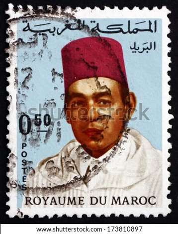 MOROCCO - CIRCA 1968: a stamp printed in Morocco shows Hassan II, King of Morocco, circa 1968