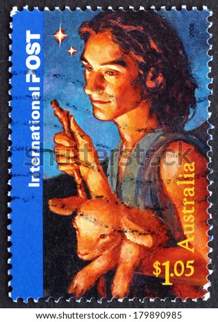 AUSTRALIA - CIRCA 2006: a stamp printed in the Australia shows Shepherd and Lamb, Christmas, circa 2006