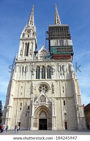 ZAGREB, CROATIA - MARCH 25, 2014: View of Cathedral of Assumption of the Blessed Virgin Mary in Zagreb, Croatia
