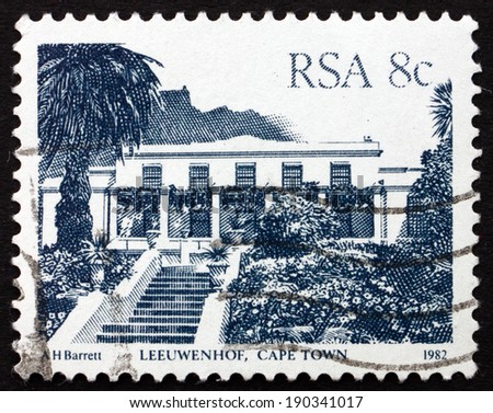 SOUTH AFRICA - CIRCA 1983: a stamp printed in South Africa shows Leeuwenhof, is the Official Residence of the Premier of the Western Cape, Cape Town, circa 1983