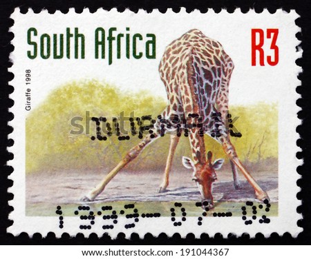 SOUTH AFRICA - CIRCA 1998: a stamp printed in South Africa shows Giraffe, Giraffa Camelopardalis, the Tallest Living Terrestrial Animal, circa 1998