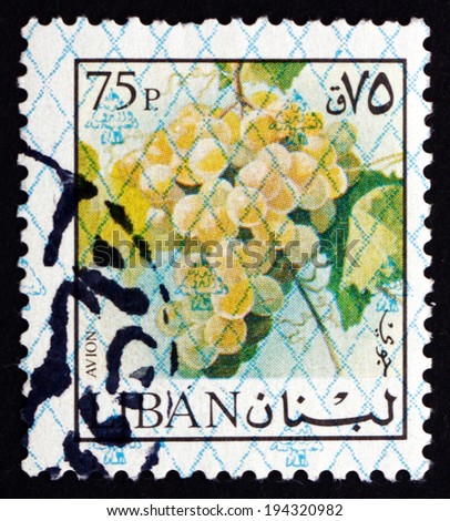 LEBANON - CIRCA 1973: a stamp printed in the Lebanon shows Grapes, Fruit, circa 1973
