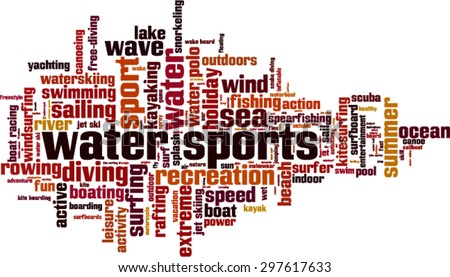 Water sports word cloud concept. Vector illustration
